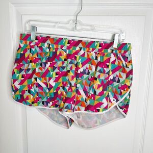Fabletics Colorful Geometric Print Active Running Athletic Mesh Lined Shorts